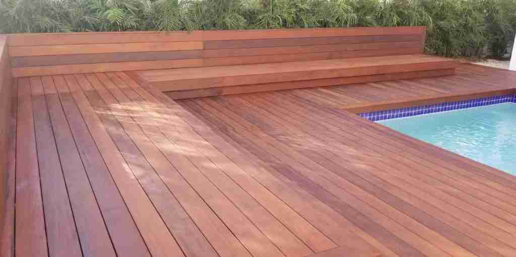 Ipe lumber installed around pool