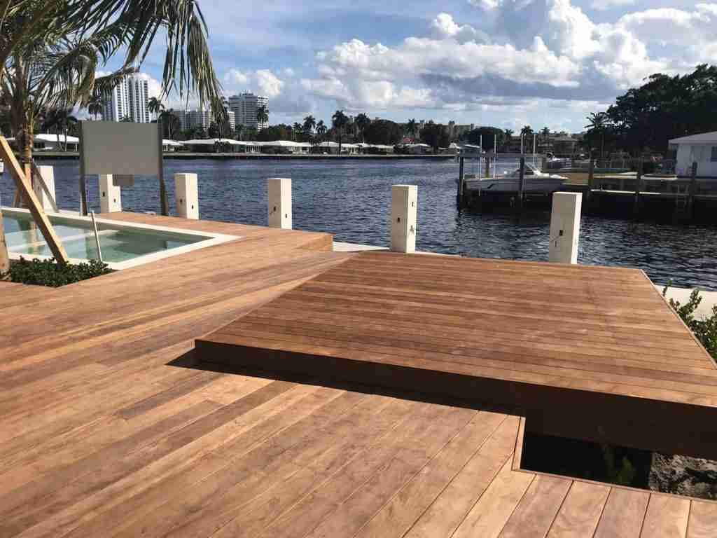 Waterfront multilevel ipe deck and dock on the intercoastal