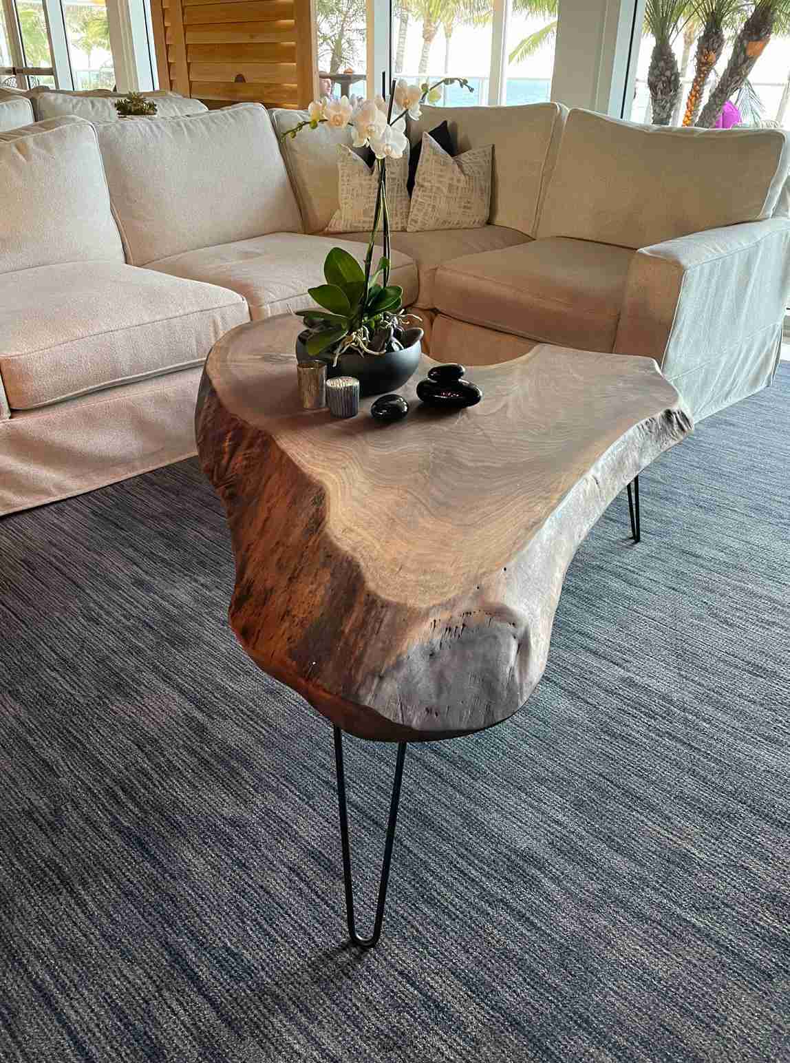 table made of wood slab