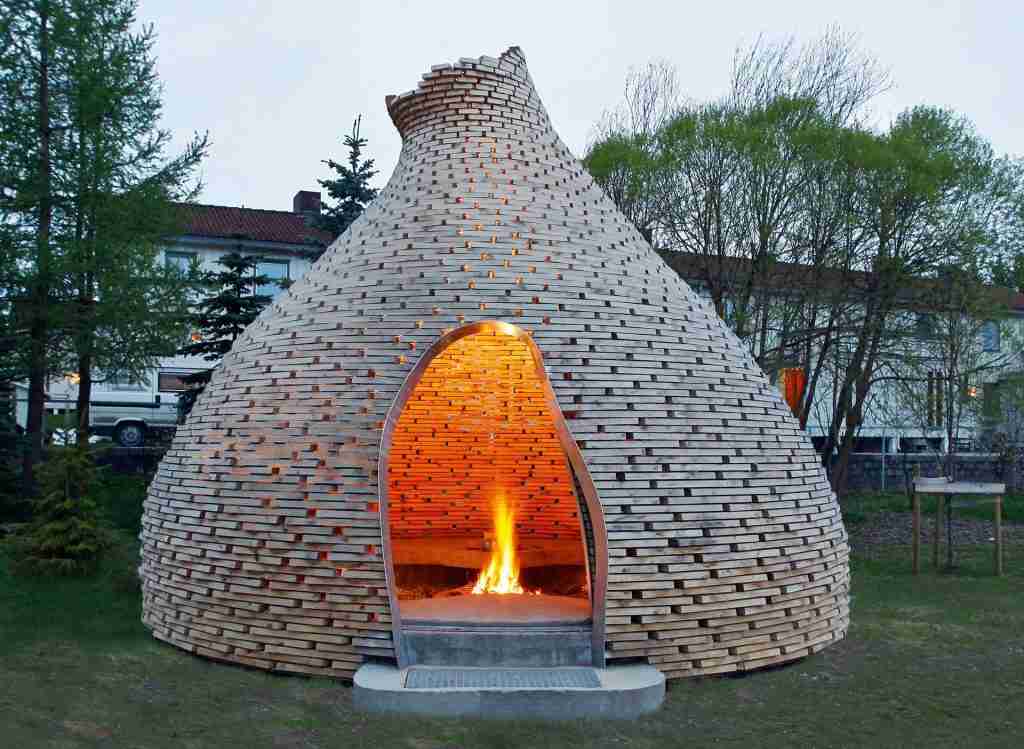 Fireplace for children made of wood