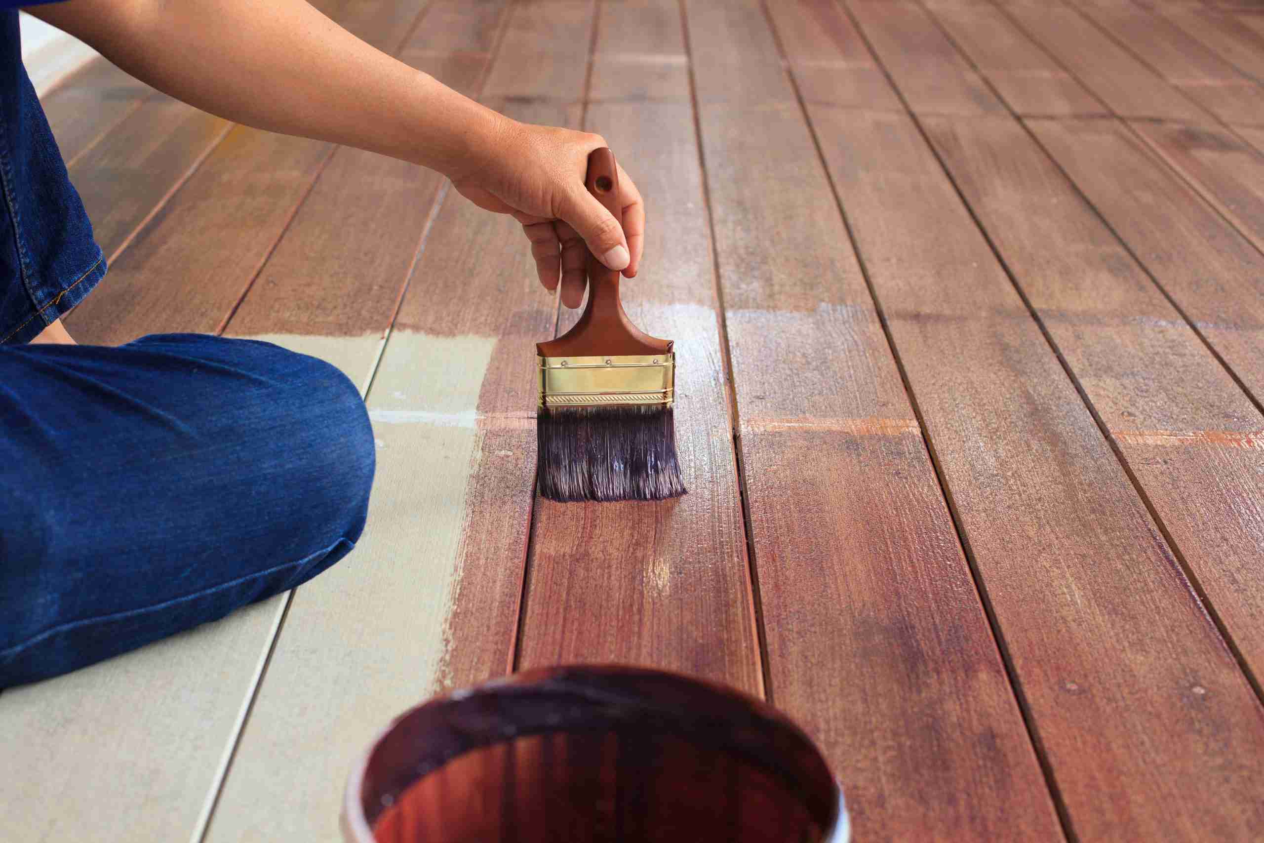 oiling the hardwood deck