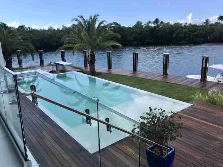 Installed hardwood deck