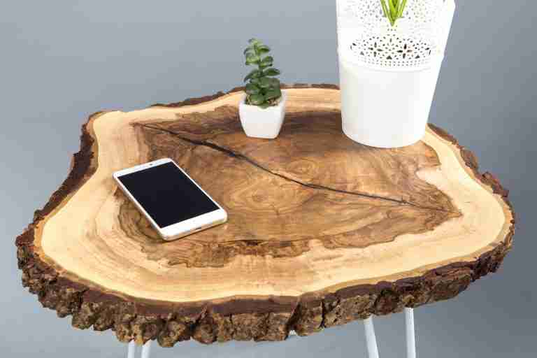 A coffee table made of Live Edge Slabs
