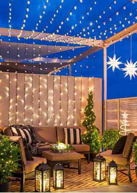 Christmas Decorations on a Hardwood deck
