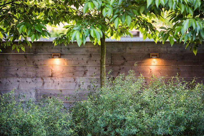 Outdoor down light on a garden wall