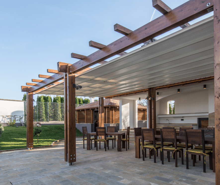 Outdoor Space with Beams Pergolas