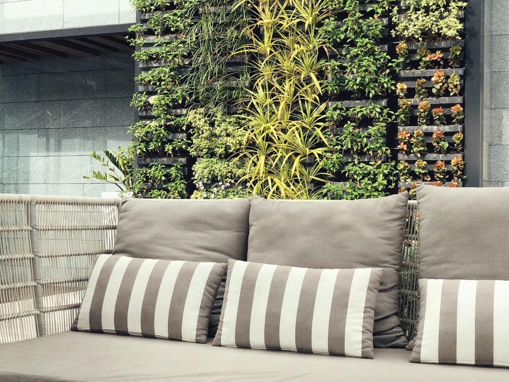 Beautiful Vertical Garden With Outdoor Sofa