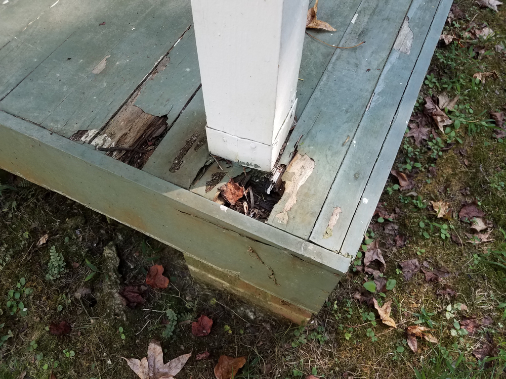 Damaged Wood Deck With Column