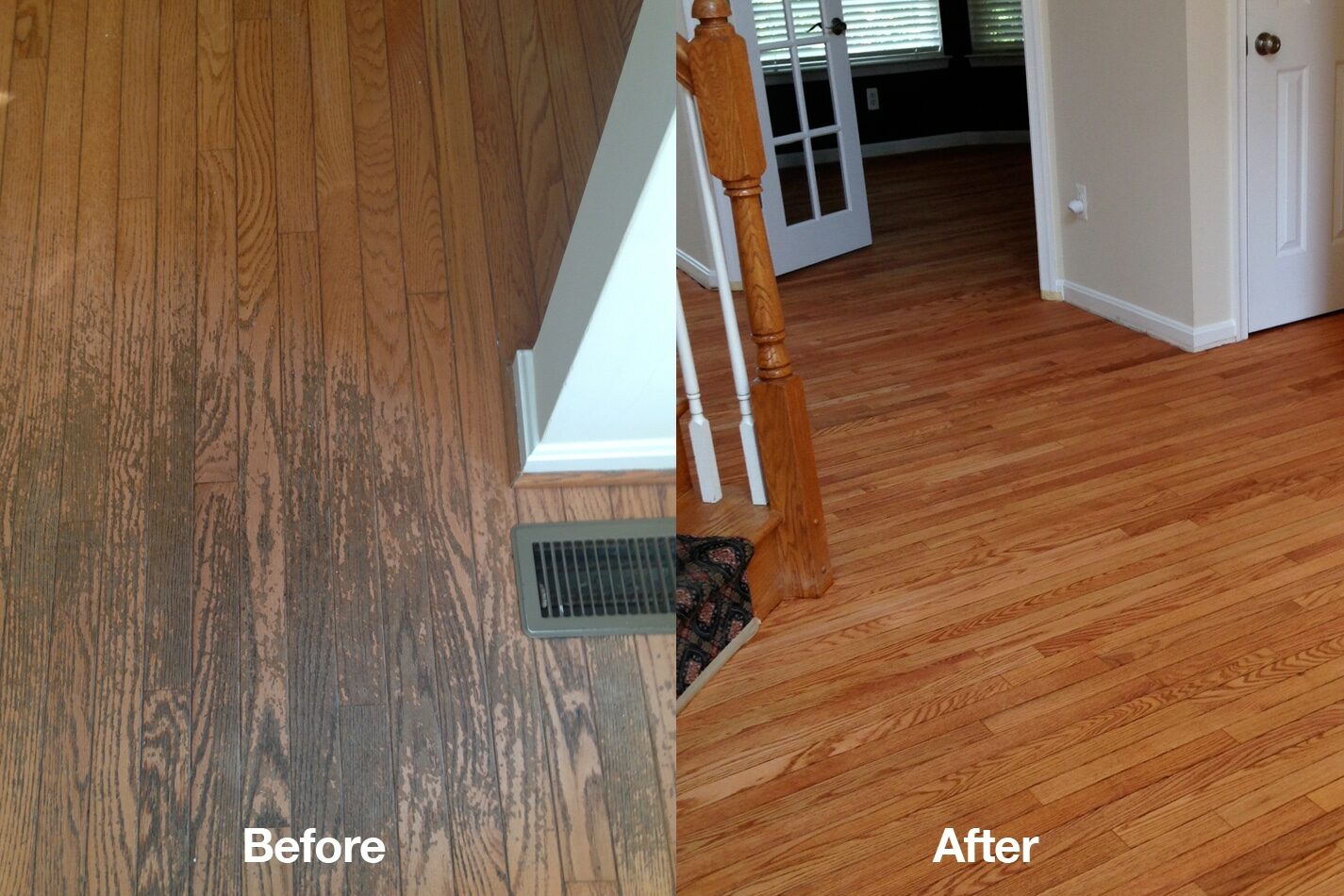 Refinish and Reseal Hardwood Floors Before and After