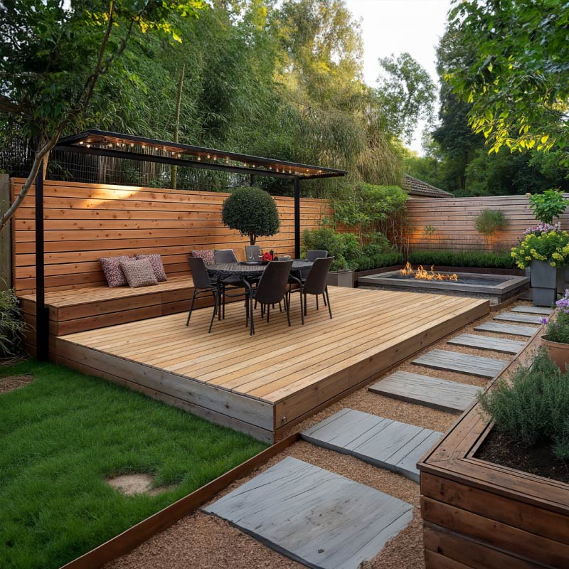 Deck With Built-In Benches