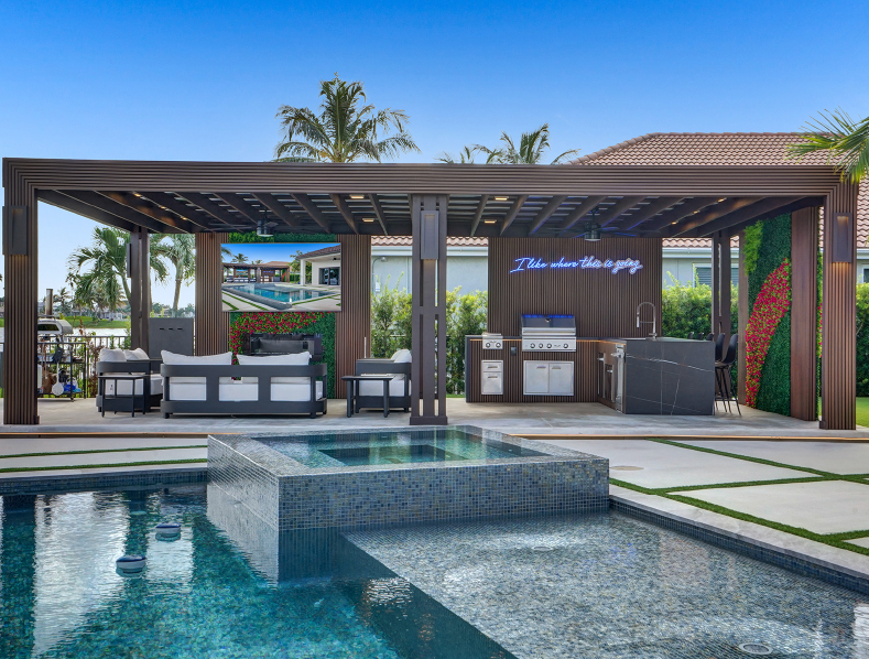 Deckotech cladding outdoor living pergola