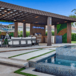 Outdoor Living Pergola with Deckotech Prestige Royal Teak