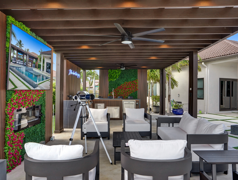 Outdoor Living Pergola with Deckotech Prestige Royal Teak