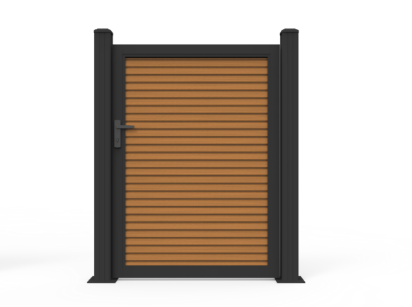 single swing gate teak slat