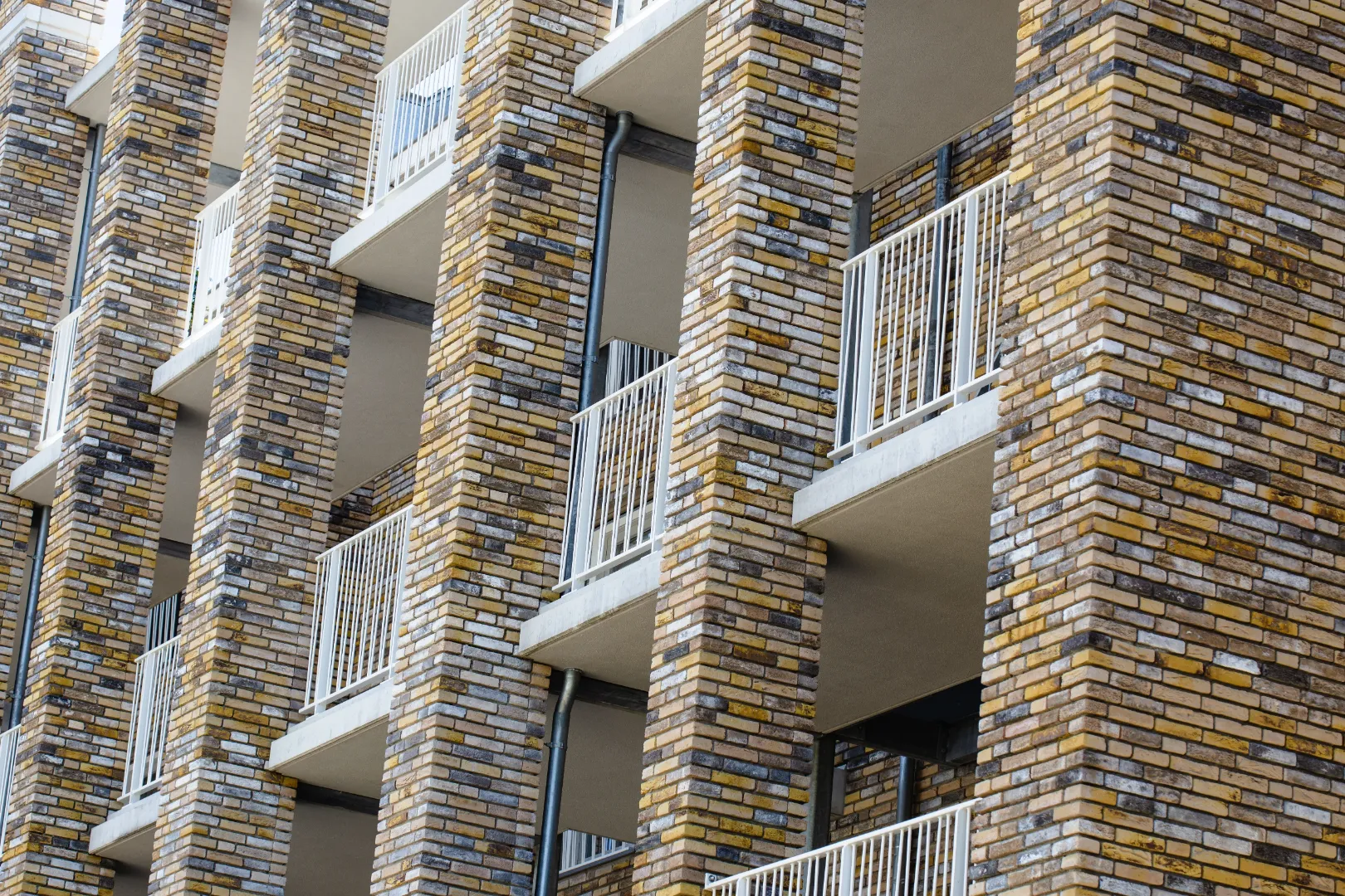 Brick cladding on a building